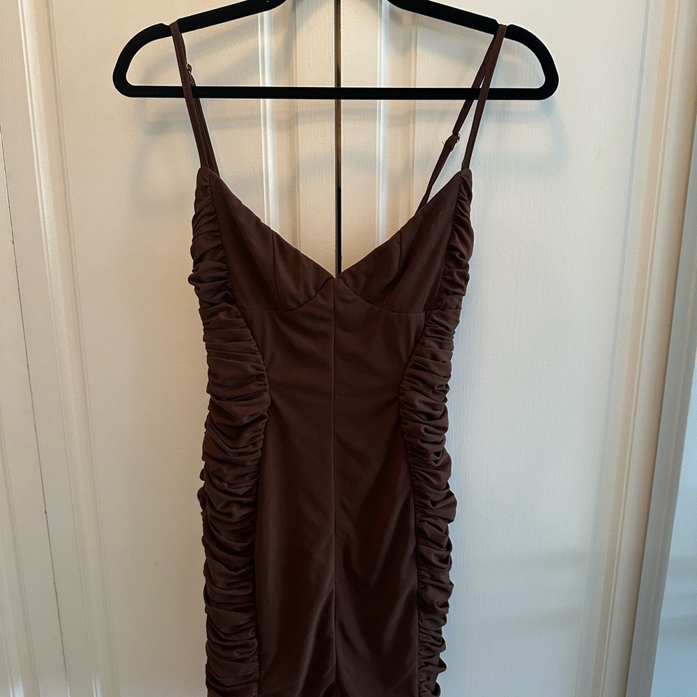 White fox Brown dress